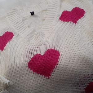 Distressed and Ripped Heart Sweater LT31145